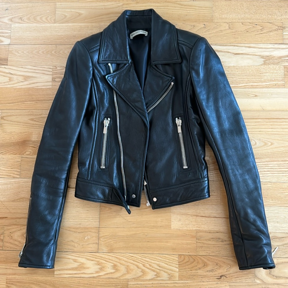 Balenciaga leather motorcycle jacket 34 xs